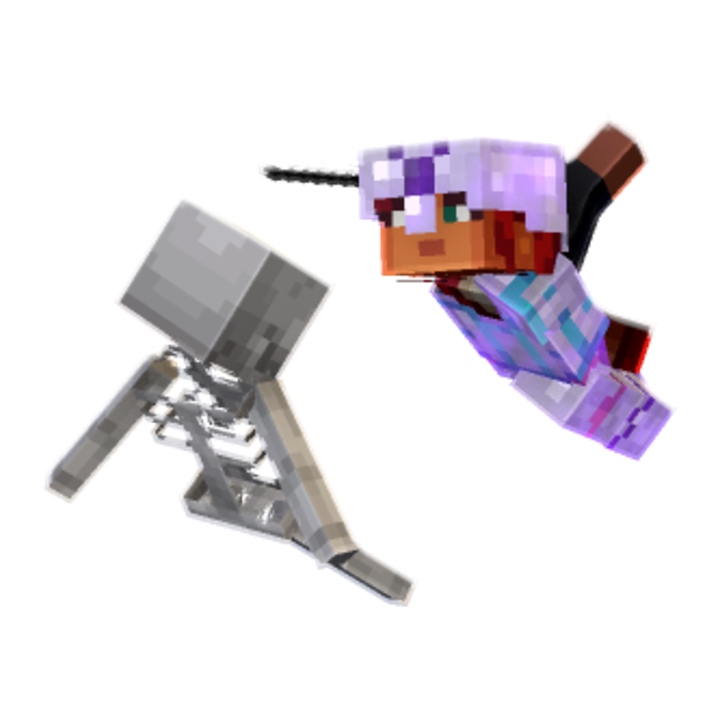 valorie attaking skeleton in mid air - Minecraft pose by minecraftofficial | Perfect for thumbnails and renders