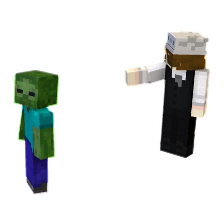 pointing Gun at zombie - Minecraft pose by dogwhacker69420 | Perfect for thumbnails and renders