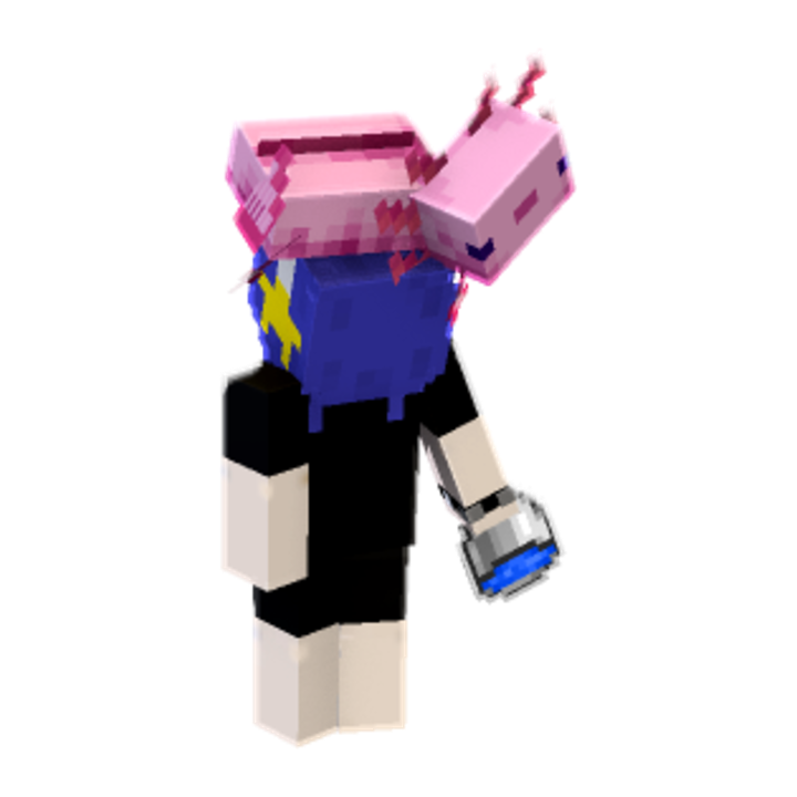 Sky Stare Holding Water Bucket With Axolotl - Minecraft pose by sylviehun | Perfect for thumbnails and renders