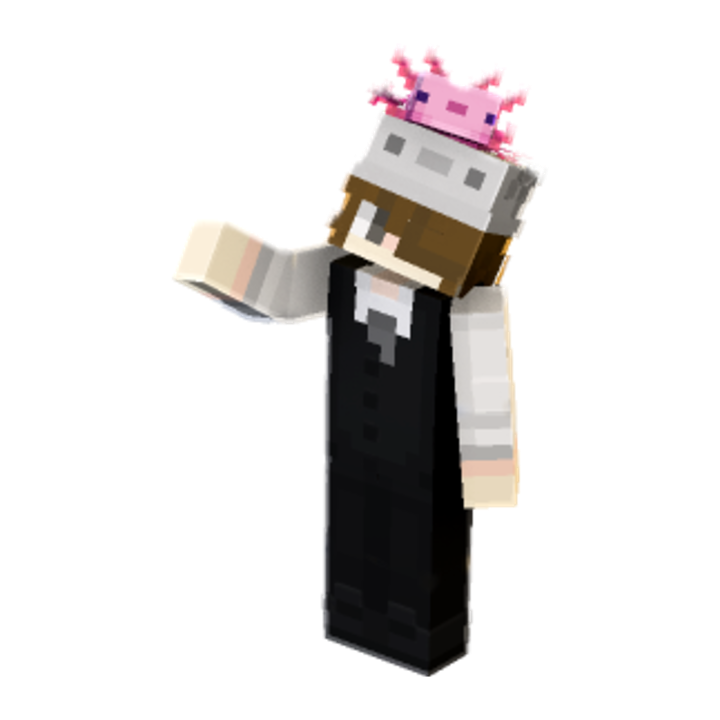 waving w axolotl on head minecraft pose by dogwhacker69420