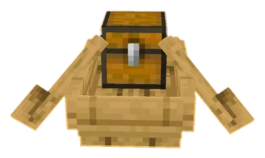 Minecraft Oak Chest Boat PNG, front