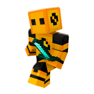 Sprinting Sword Charge, orange background - Minecraft pose by xtwistcraft | Perfect for thumbnails and renders