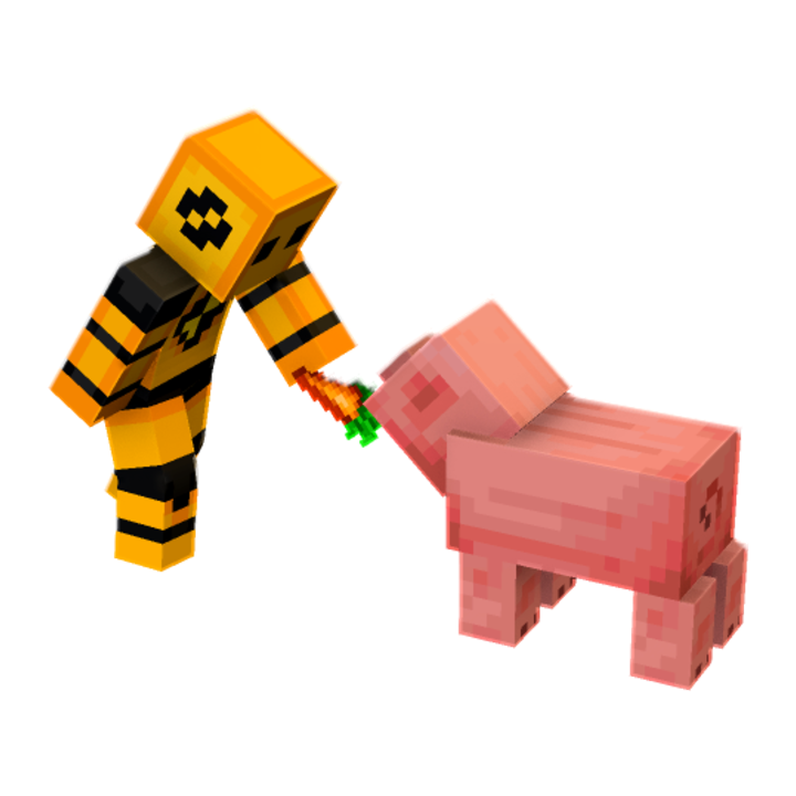 Feeding the pig - Minecraft pose by lljb_yt | Perfect for thumbnails and renders