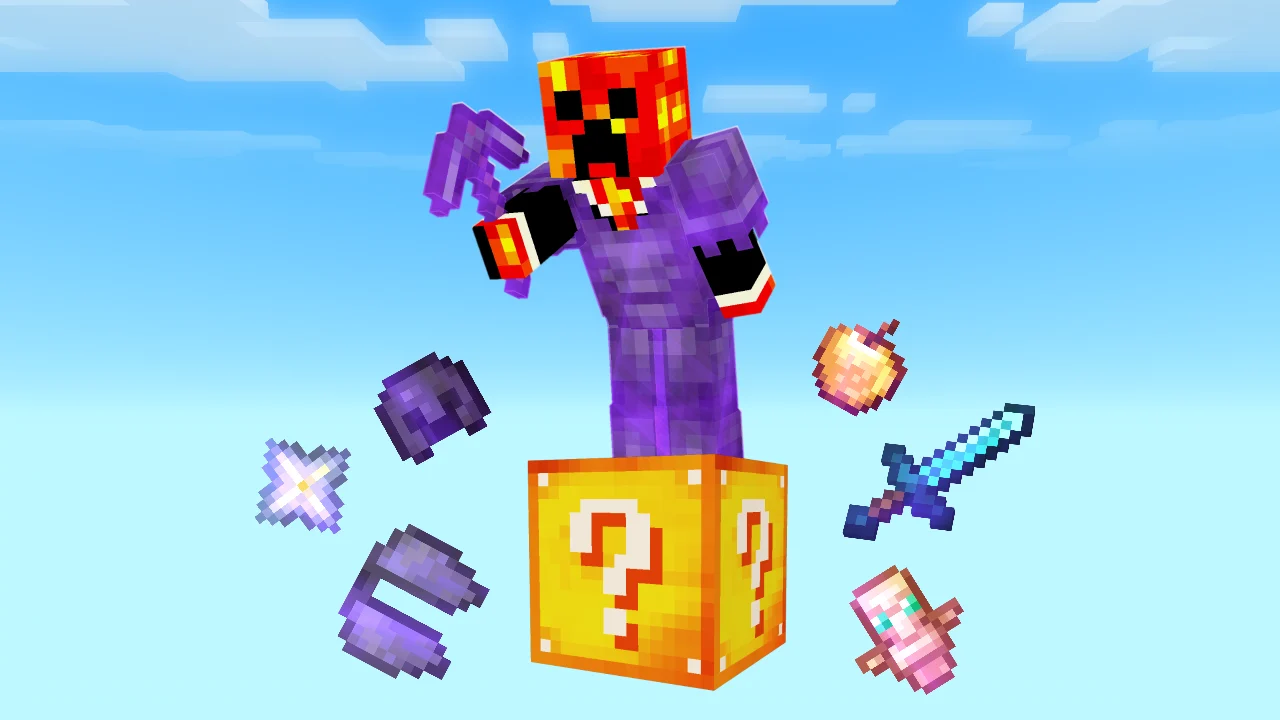 Oneblock Luckyblock, a Minecraft thumbnail