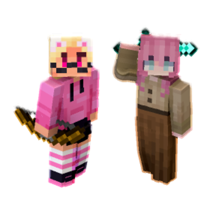 kit and lily (final?) minecraft pose by pinne