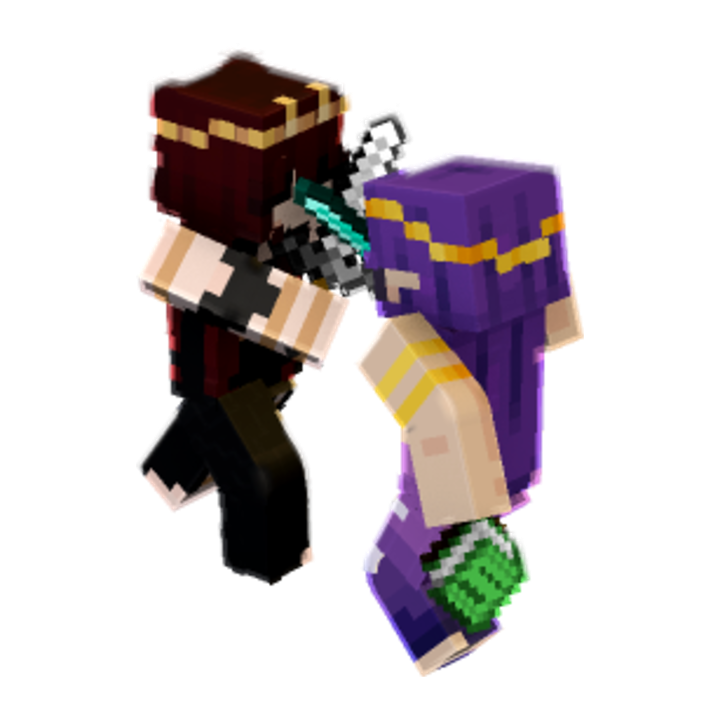 two players fighting - Minecraft pose by meanwing_ | Perfect for thumbnails and renders