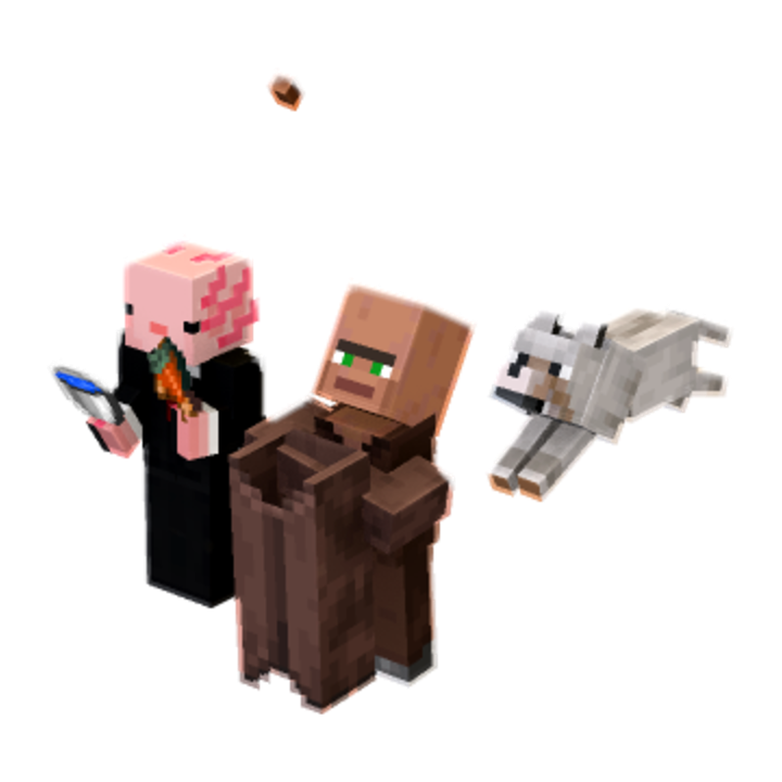 Humano aldeano y lobo minecraft pose by ian13